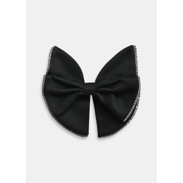 Essentiel Antwerp Black rhinestone-trimmed bow brooch | Brooches & Pins | Coveti