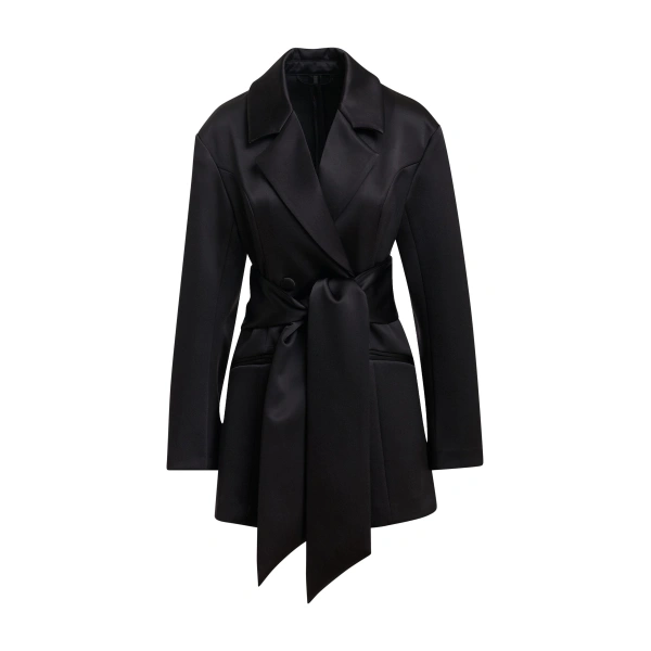 Black satin blazer mini dress