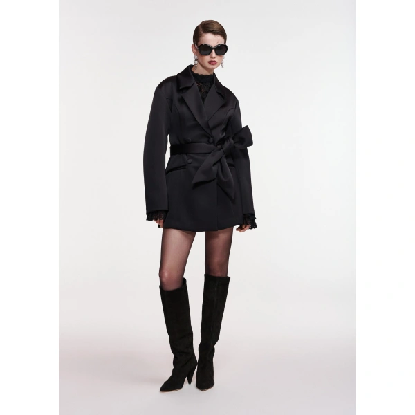 Essentiel Antwerp Black satin blazer mini dress | Mini Dresses | Coveti