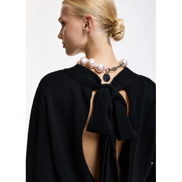 Essentiel Antwerp Black sweater with back tie | Sweaters | Coveti