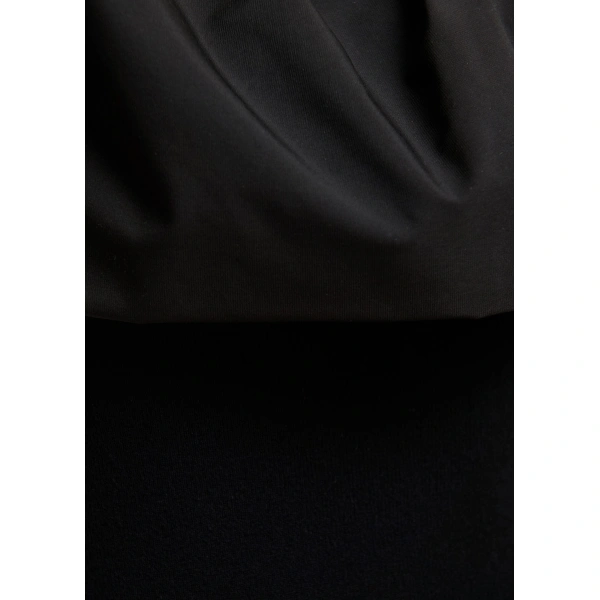 Essentiel Antwerp Black voluminous one-shoulder midi dress | Midi Dresses | Coveti