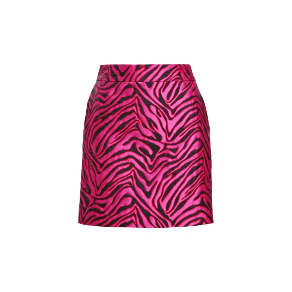 Bright pink zebra-jacquard mini skirt