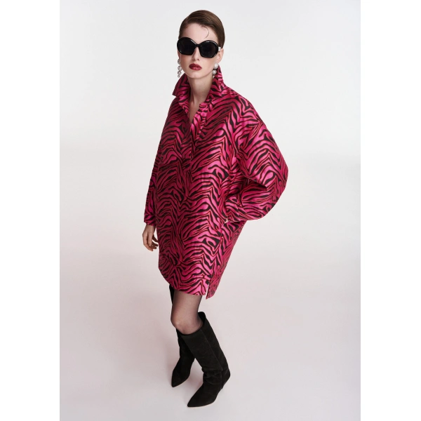 Essentiel Antwerp Bright pink zebra-print mini dress | Mini Dresses | Coveti