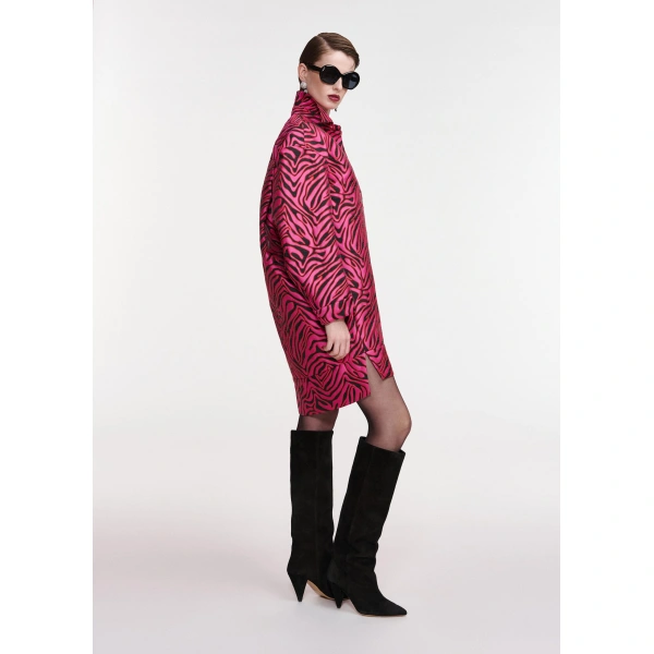 Essentiel Antwerp Bright pink zebra-print mini dress | Mini Dresses | Coveti