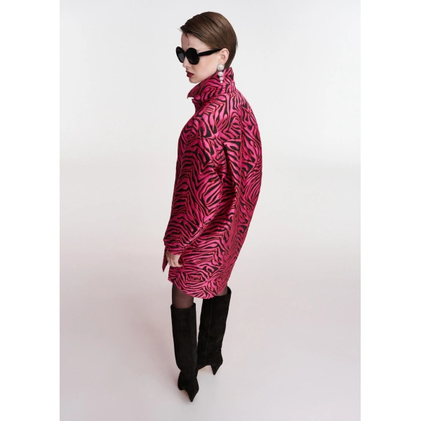 Essentiel Antwerp Bright pink zebra-print mini dress | Mini Dresses | Coveti