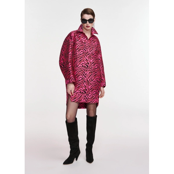 Essentiel Antwerp Bright pink zebra-print mini dress | Mini Dresses | Coveti