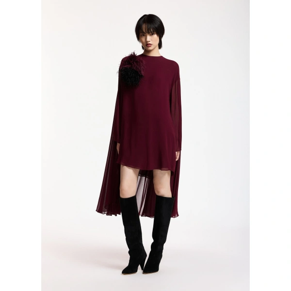 Essentiel Antwerp Burgundy cape-effect mini dress | Mini Dresses | Coveti