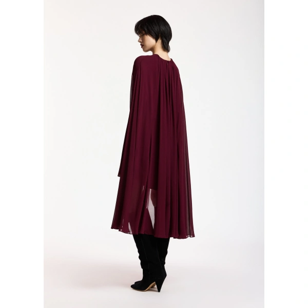 Essentiel Antwerp Burgundy cape-effect mini dress | Mini Dresses | Coveti