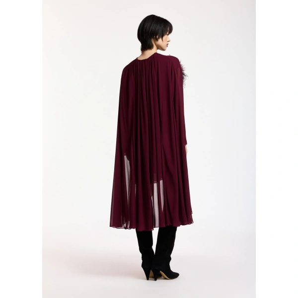 Essentiel Antwerp Burgundy cape-effect mini dress | Mini Dresses | Coveti