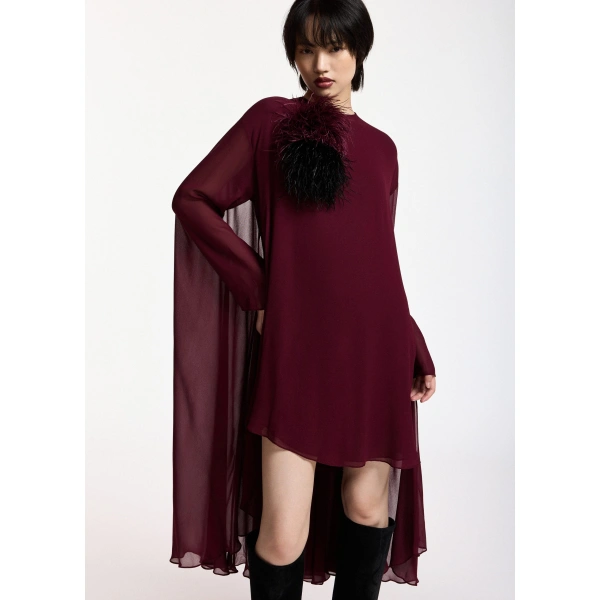 Essentiel Antwerp Burgundy cape-effect mini dress | Mini Dresses | Coveti
