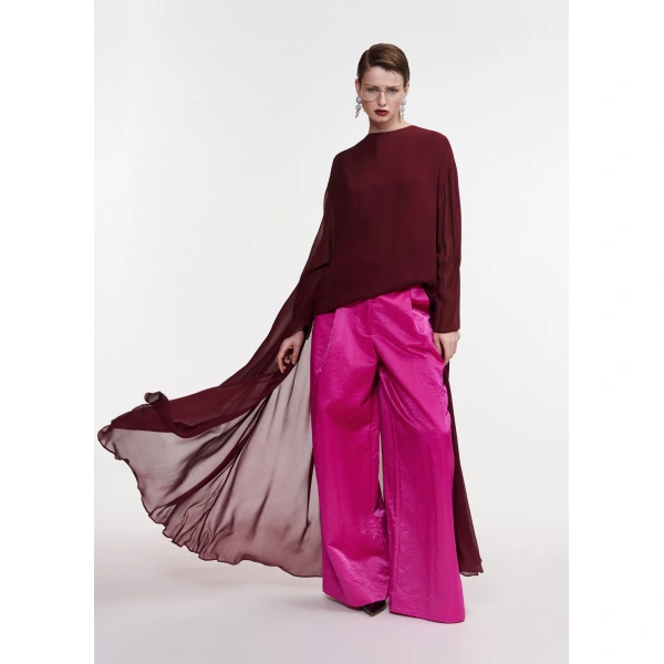 Essentiel Antwerp Burgundy cape-effect top | Blouses | Coveti