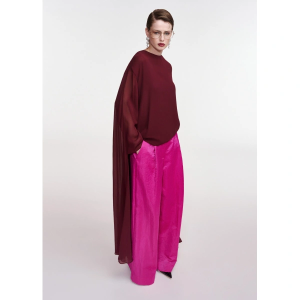 Essentiel Antwerp Burgundy cape-effect top | Blouses | Coveti