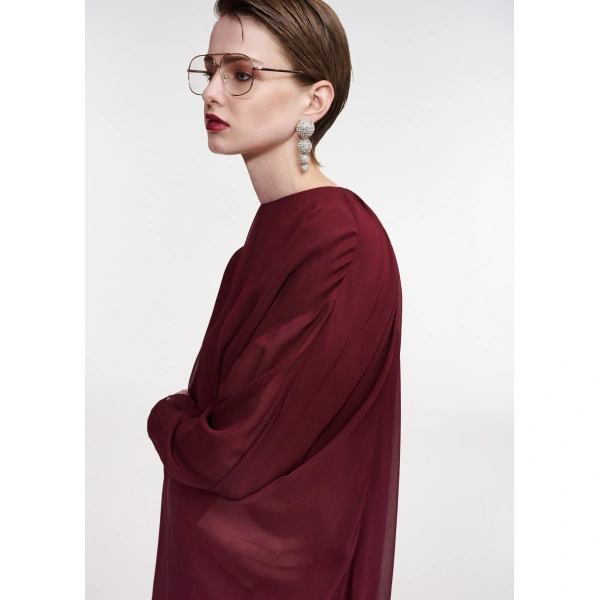 Essentiel Antwerp Burgundy cape-effect top | Blouses | Coveti