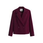 Essentiel Antwerp Burgundy cropped double-breasted blazer 0 Essentiel Antwerp Burgundy cropped double-breasted blazer | Blazers | Coveti