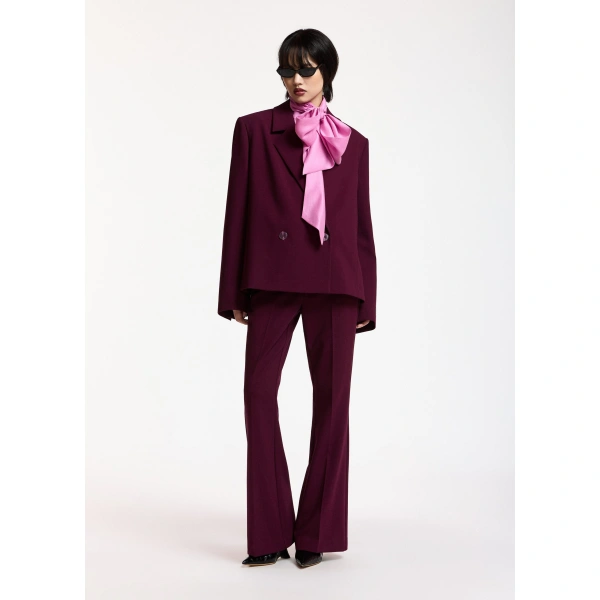 Essentiel Antwerp Burgundy cropped double-breasted blazer | Blazers | Coveti