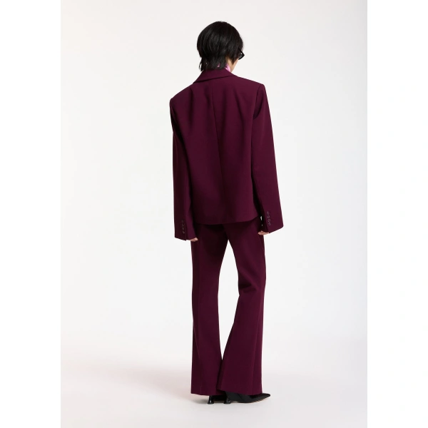 Essentiel Antwerp Burgundy cropped double-breasted blazer | Blazers | Coveti