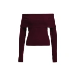 Essentiel Antwerp Burgundy off-shoulder sweater | Sweaters | Coveti