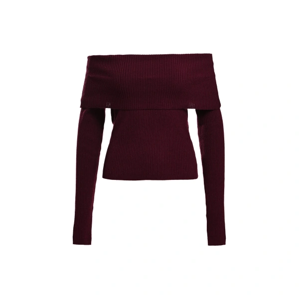 Burgundy off-shoulder sweater