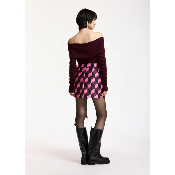 Essentiel Antwerp Burgundy off-shoulder sweater | Sweaters | Coveti