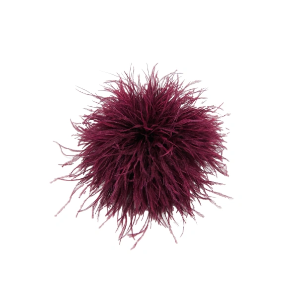 Burgundy ostrich feather brooch