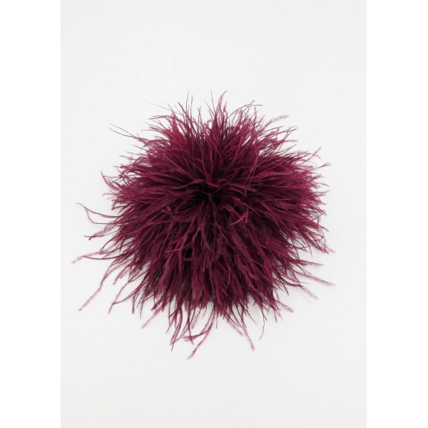 Essentiel Antwerp Burgundy ostrich feather brooch | Brooches & Pins | Coveti