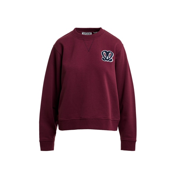 Burgundy sweatshirt with embroidered monogram patch