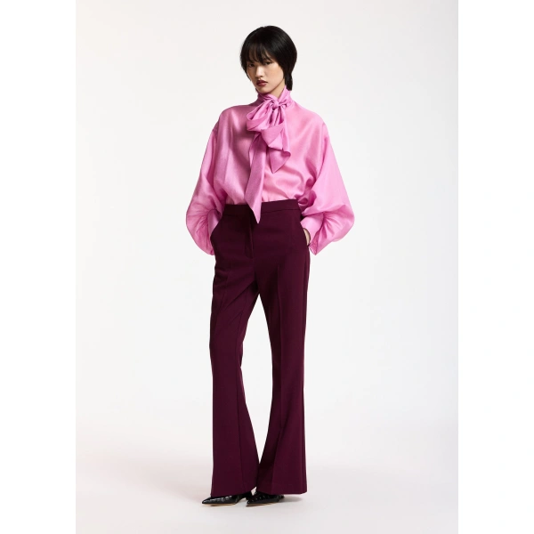 Essentiel Antwerp Burgundy trumpet-shaped tailored pants | Tailored Pants | Coveti