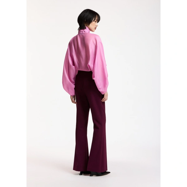 Essentiel Antwerp Burgundy trumpet-shaped tailored pants | Tailored Pants | Coveti