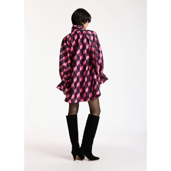 Essentiel Antwerp Geometric-print mini dress with pussy-bow | Mini Dresses | Coveti