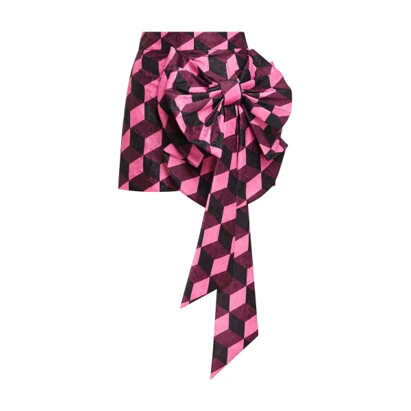 Geometric-print mini skirt with bow
