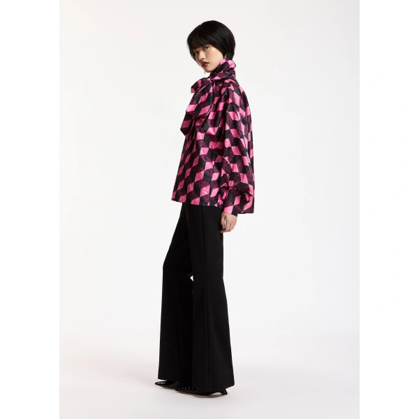 Essentiel Antwerp Geometric-print pussy-bow top | Blouses | Coveti