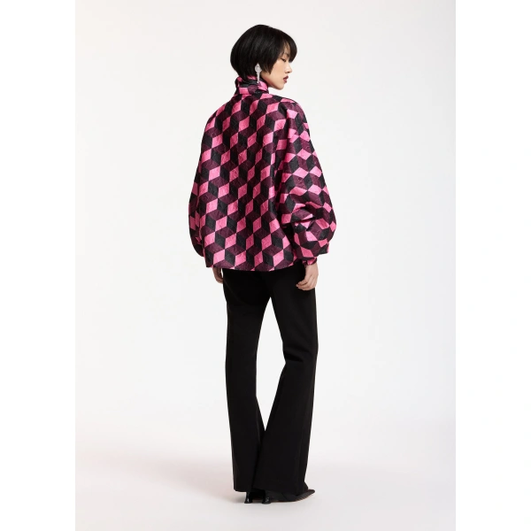 Essentiel Antwerp Geometric-print pussy-bow top | Blouses | Coveti