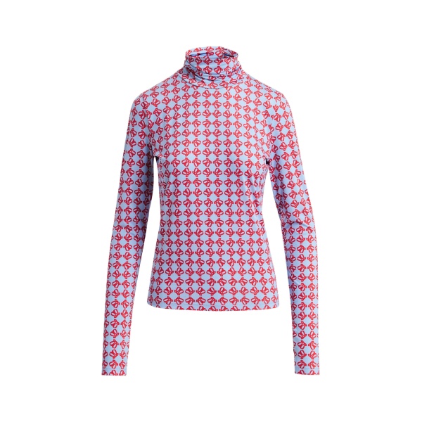 Monogram-print turtleneck top