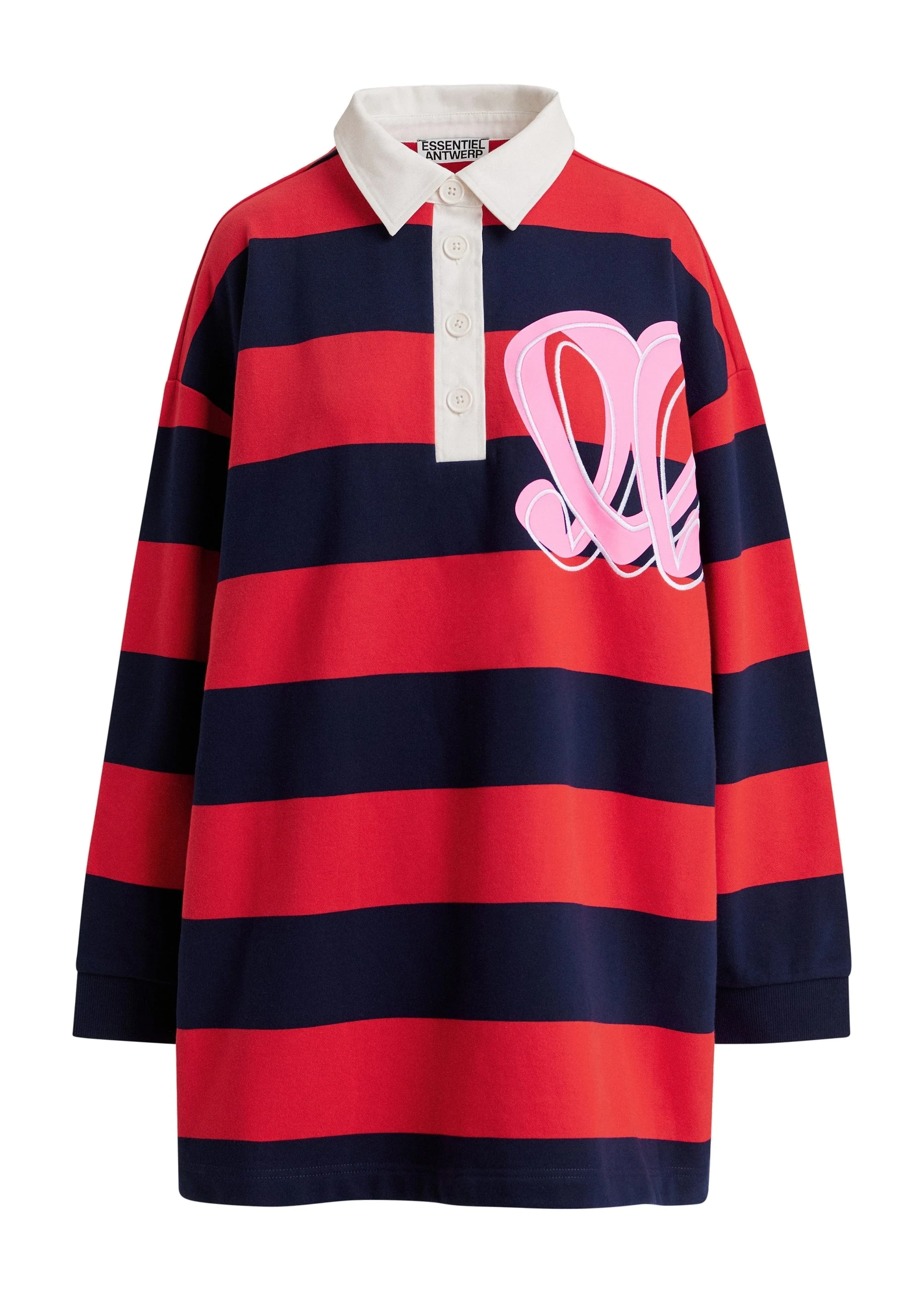 Essentiel Antwerp Monogram striped polo mini dress Monogram striped polo mini dress
