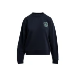 Navy sweatshirt with embroidered monogram patch