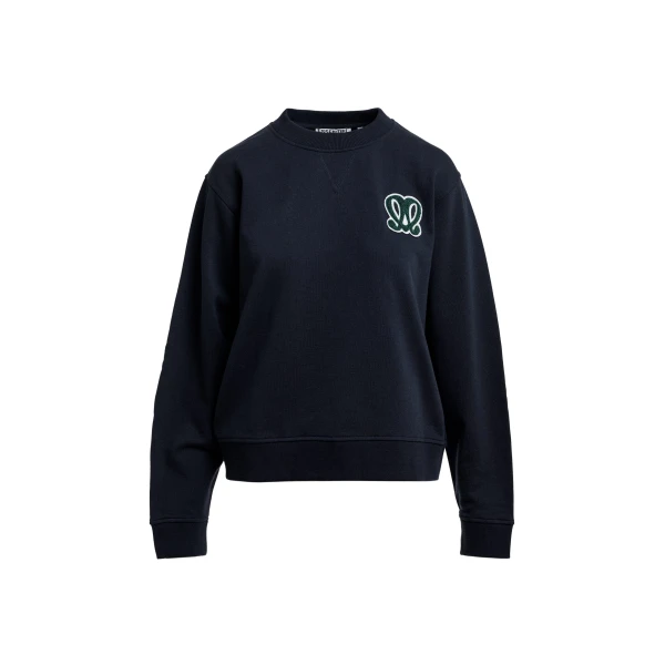 Navy sweatshirt with embroidered monogram patch