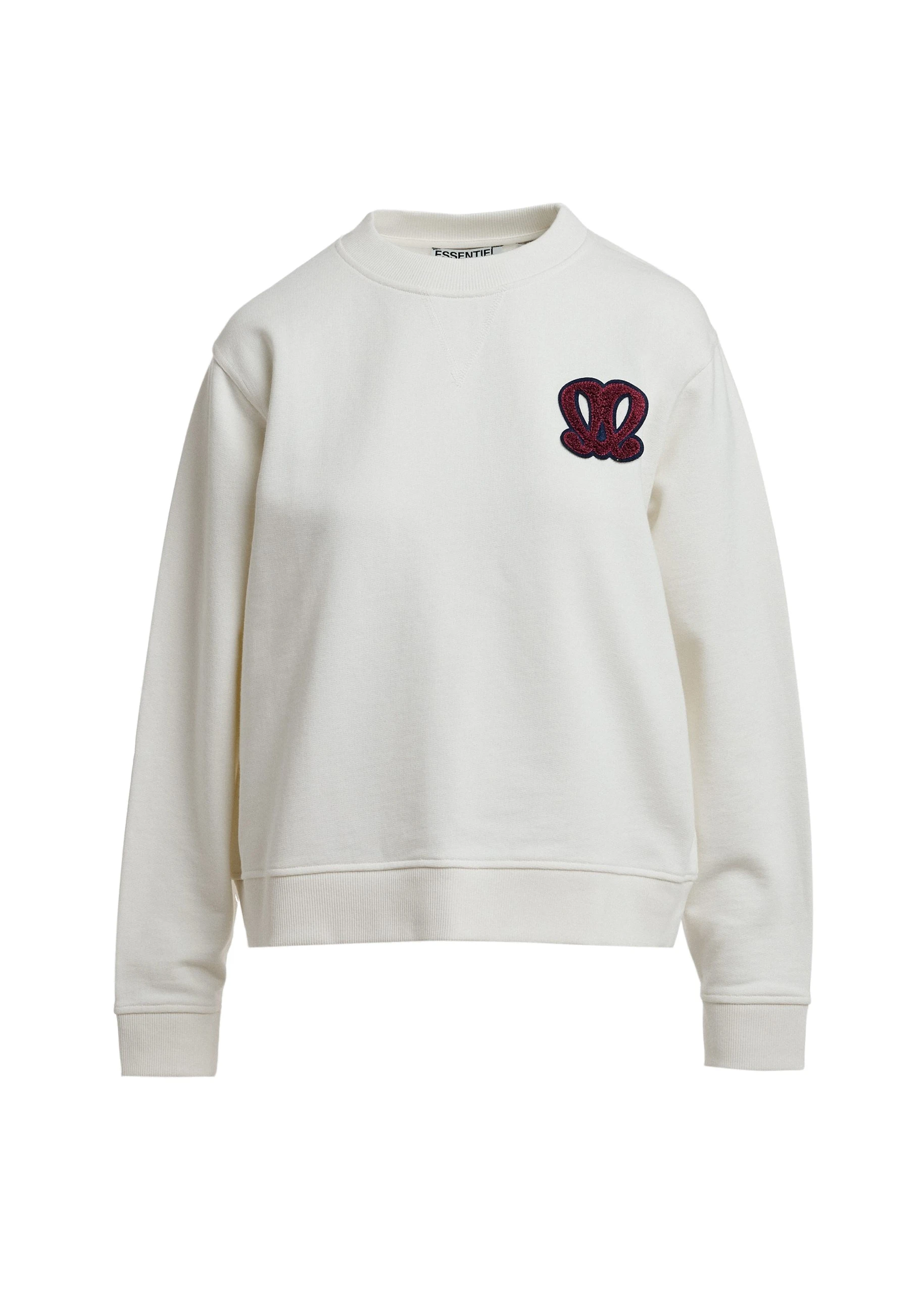 Essentiel Antwerp Off-white sweatshirt with embroidered monogram patch Off-white sweatshirt with embroidered monogram patch