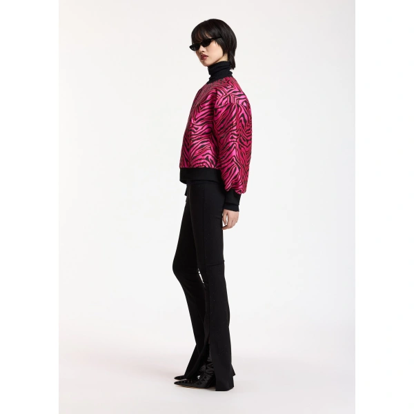 Essentiel Antwerp Pink and black zebra-jacquard sweatshirt | Long Sleeve Tops | Coveti