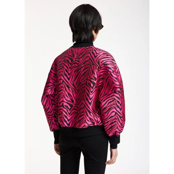 Essentiel Antwerp Pink and black zebra-jacquard sweatshirt | Long Sleeve Tops | Coveti