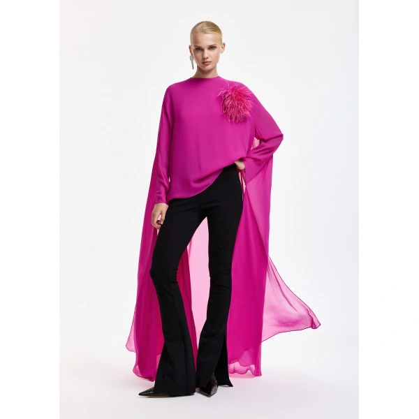 Essentiel Antwerp Pink cape-effect top | Blouses | Coveti
