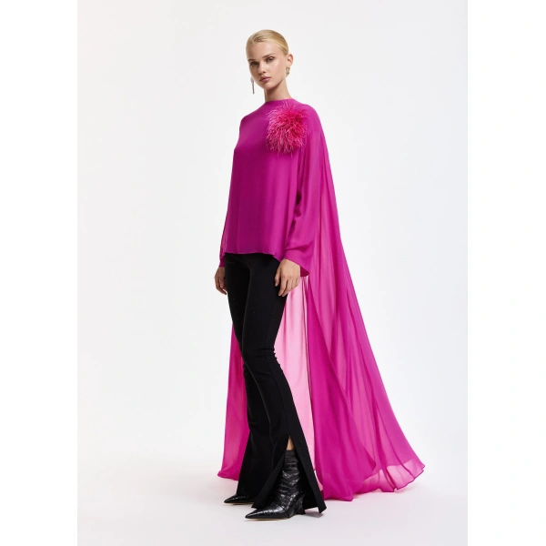 Essentiel Antwerp Pink cape-effect top | Blouses | Coveti