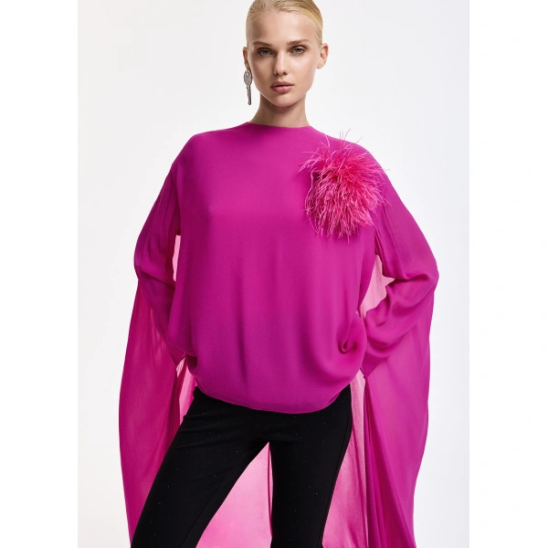 Essentiel Antwerp Pink cape-effect top | Blouses | Coveti