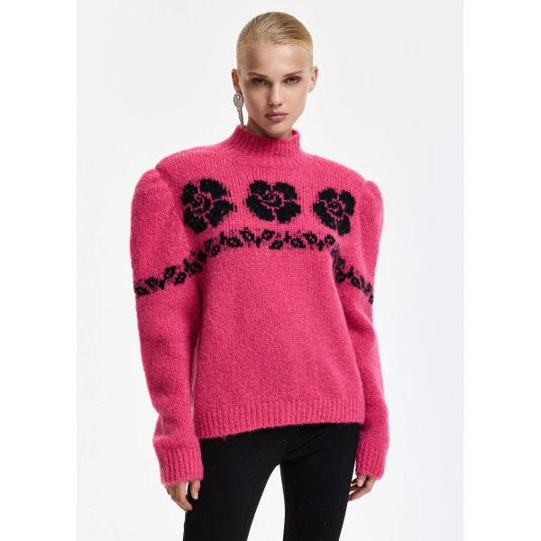 Essentiel Antwerp Pink floral-jacquard sweater | Sweaters | Coveti