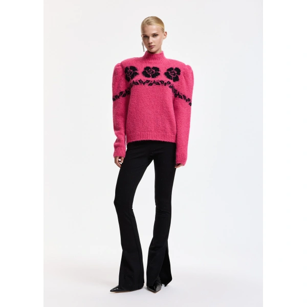 Essentiel Antwerp Pink floral-jacquard sweater | Sweaters | Coveti