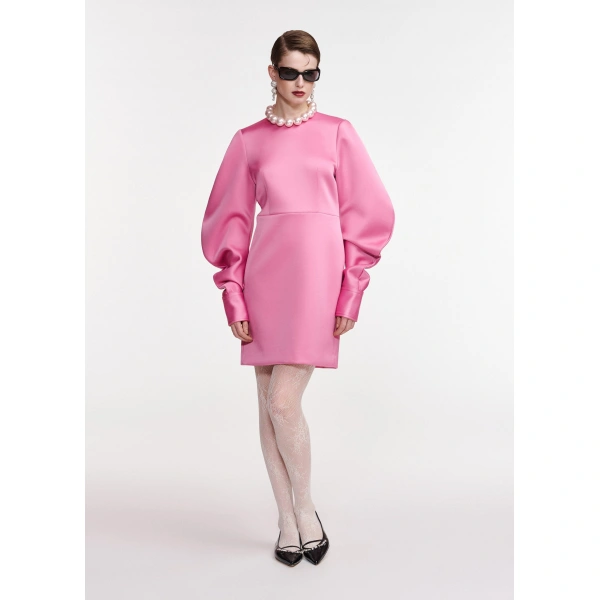 Essentiel Antwerp Pink mini dress with voluminous sleeves | Mini Dresses | Coveti