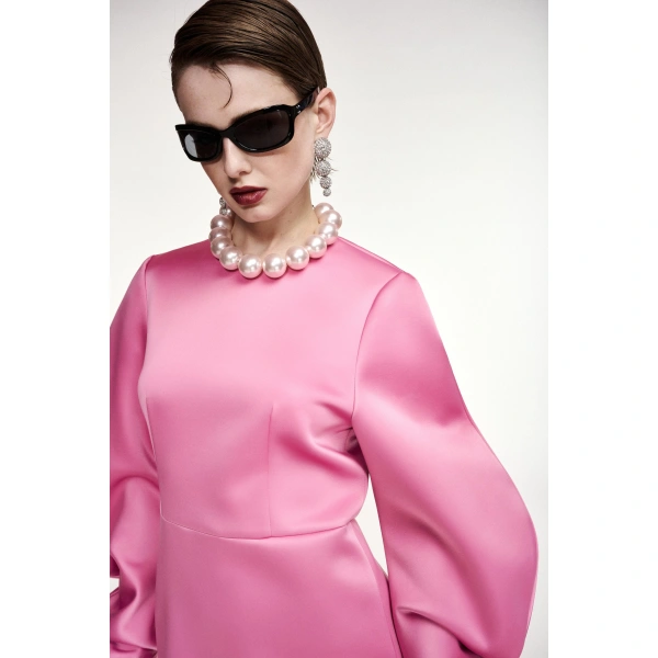 Essentiel Antwerp Pink mini dress with voluminous sleeves | Mini Dresses | Coveti