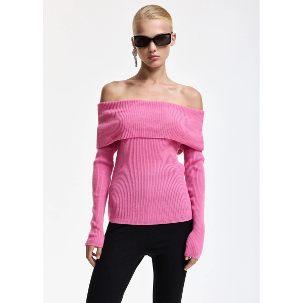 Essentiel Antwerp Pink off-shoulder sweater | Sweaters | Coveti