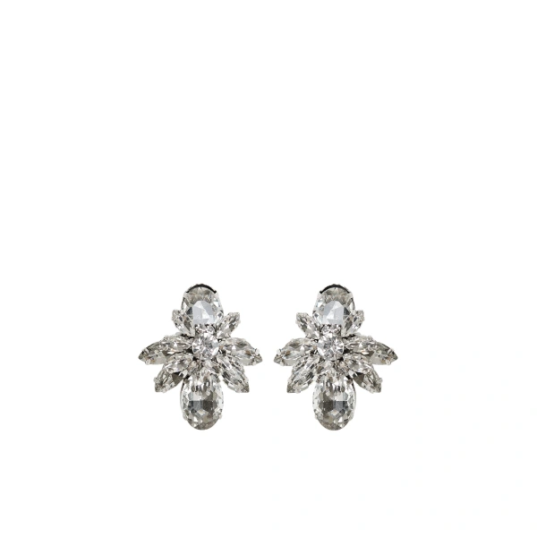 Silver floral rhinestone earrings
