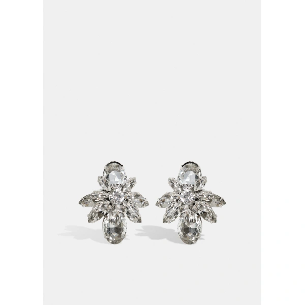 Essentiel Antwerp Silver floral rhinestone earrings | Earrings | Coveti