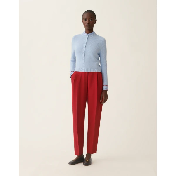 Fabiana Filippi Brushed Platinum Cardigan in Light Blue and Red